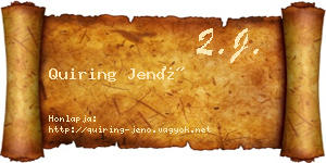 Quiring Jenő névjegykártya